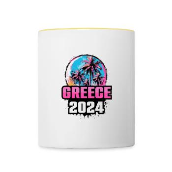 Greece 2024 Palm Trees - Contrasting Mug - white/yellow - Front