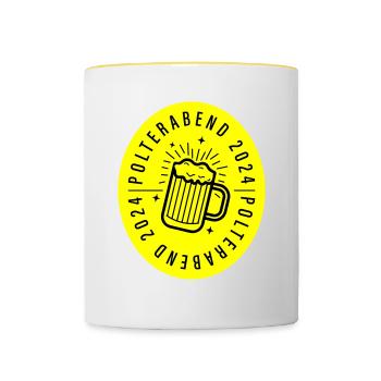 Polterabend 2024 - Tasse zweifarbig - Weiß/Gelb - Vorne