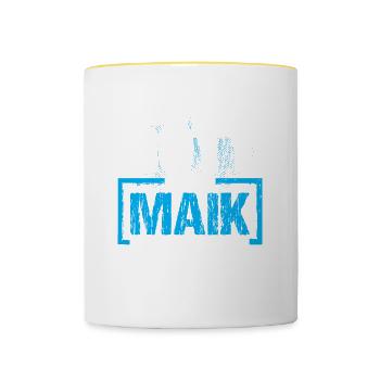 MAIK - ok - Tasse zweifarbig - Weiß/Gelb - Vorne