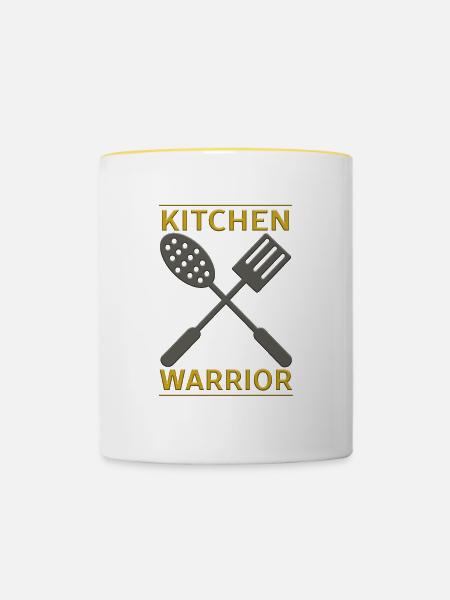 Kitchen Warrior - Küchen Krieger - Tasse zweifarbig - Weiß/Gelb