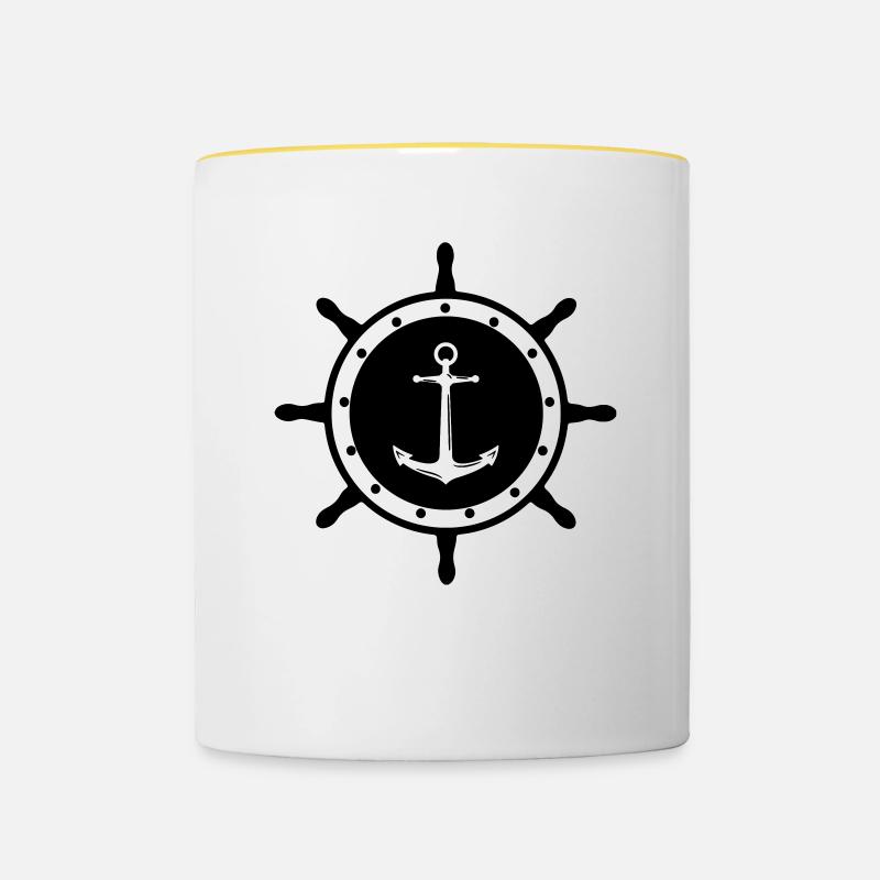 helm anchor 1 - Contrasting Mug - white/yellow