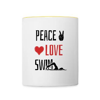peace love swim - Heart - Contrasting Mug - white/yellow - Front