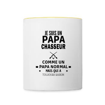 chasseur qui a toujours raison - Mug contrasté - blanc/jaune - Devant