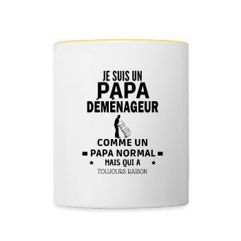 déménageur qui a toujours raison - Mug contrasté - blanc/jaune - Devant