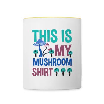 Shiitake aux légumes de chasse aux champignons - Mug contrasté - blanc/jaune - Devant
