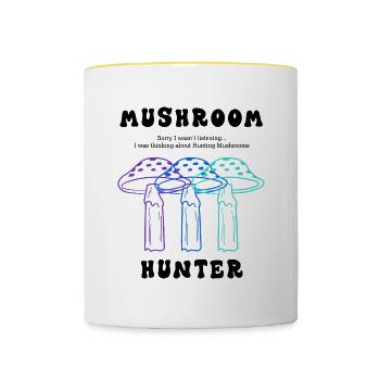 Mushroom Hunter Nature Légumes Food Lover - Mug contrasté - blanc/jaune - Devant