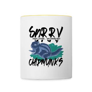 Thinking About Chipmunks Cute Squirrel Forest - Contrasting Mug - white/yellow - Front
