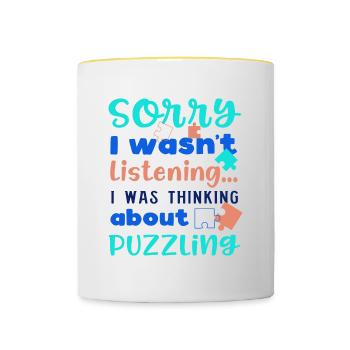 Hobby Puzzler Funny Quote Jigsaw Puzzling - Contrasting Mug - white/yellow - Front