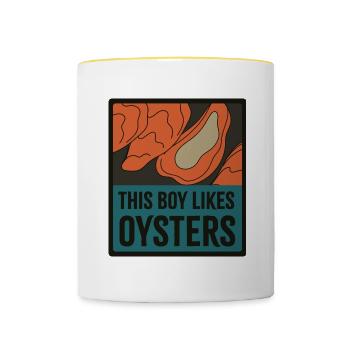 Junge mag Austern Niedliches Natur-Meerestier - Tasse zweifarbig - Weiß/Gelb - Vorne