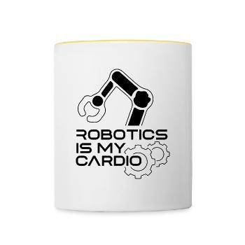 Robotik als Cardio Mechanic Engineer Cute Robot - Tasse zweifarbig - Weiß/Gelb - Vorne