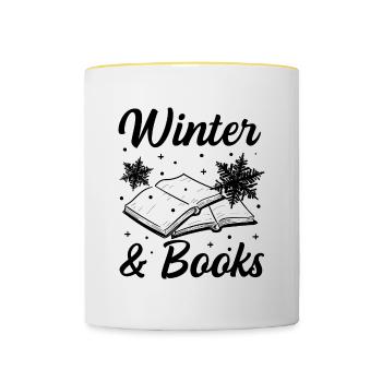 Winter and Reading Books Cozy Nature Tea - Contrasting Mug - white/yellow - Front