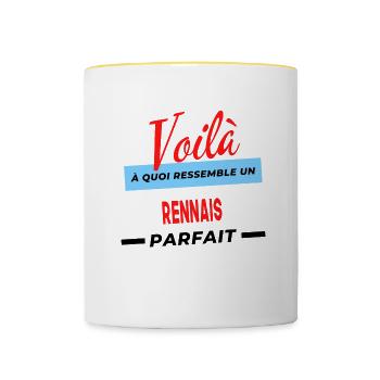 Voilà a quoi ressemble un RENNAIS Humour - Mug contrasté - blanc/jaune - Devant