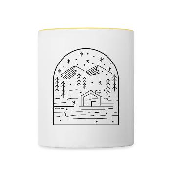 Paysage d'hiver Neige Cozy Winter Days - Mug contrasté - blanc/jaune - Devant