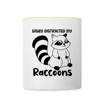 Ablenkt von süßen Waschbären, Wildtieren, Natur, - Tasse zweifarbig - Weiß/Gelb - Vorne