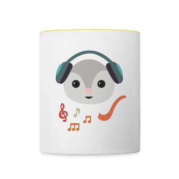 Casque Opossum Listening Music Notes, musicien - Mug contrasté - blanc/jaune - Devant