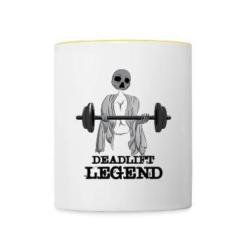 Deadlift Legend Ironic Gym Quote Powerlifting - Contrasting Mug - white/yellow - Front