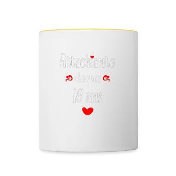 Femme Attachiante 18 ans Anniversaire Fille 18 ans - Mug contrasté - blanc/jaune - Devant