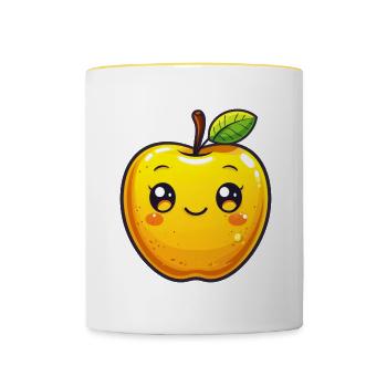 Sujet Apple pour enfants - Mug contrasté - blanc/jaune - Devant