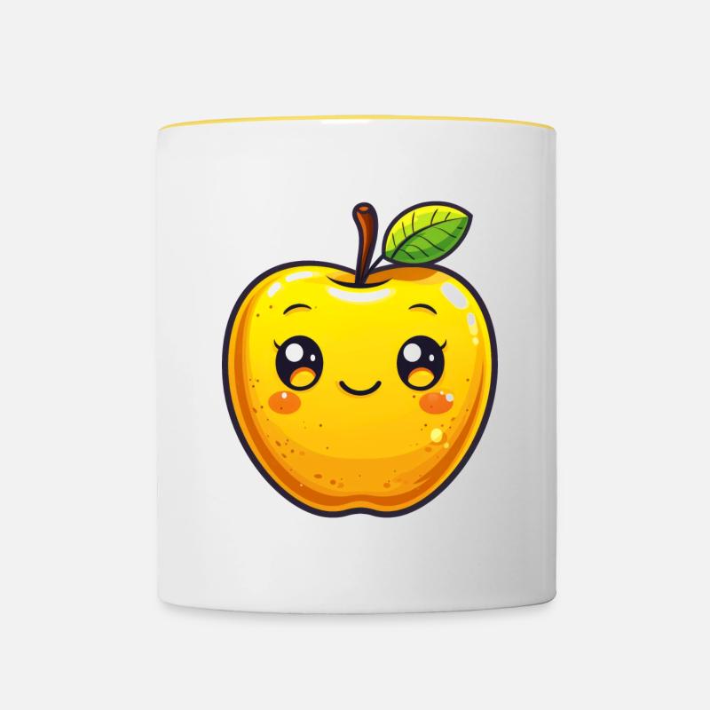 Sujet Apple pour enfants - Mug contrasté - blanc/jaune
