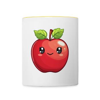 Sujet Apple pour enfants - Mug contrasté - blanc/jaune - Devant