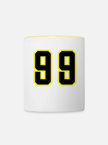 99 Zahl Trikot - Tasse zweifarbig - Weiß/Gelb