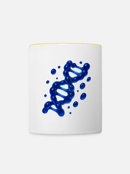 3D DNS Helix Molekül Blau - Tasse zweifarbig - Weiß/Gelb