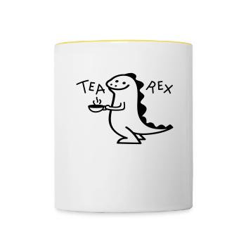 Dino comme thé Rex (b) - Mug contrasté - blanc/jaune - Devant