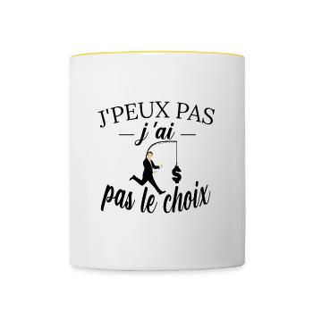 j peux pas j ai pas le choix tee shirt humour - Mug contrasté - blanc/jaune - Devant