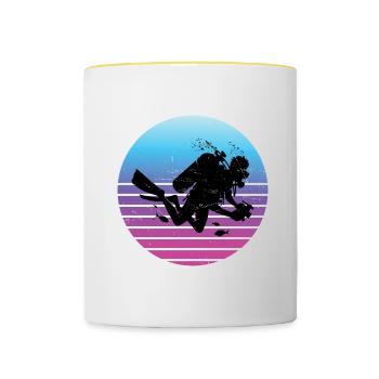 Plongée Libre Plongée Plongeur Plongeur Plongée sous-marine - Mug contrasté - blanc/jaune - Devant