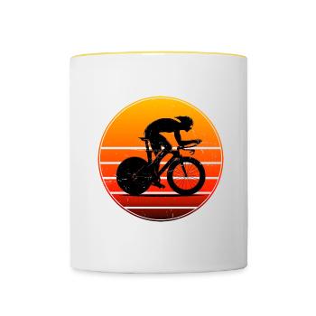 Road Cyclist Road Bike Road Bike Road Cycling - Contrasting Mug - white/yellow - Front