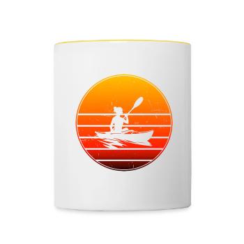 Kayak Kayak Canoë Homme Kayak Femme - Mug contrasté - blanc/jaune - Devant