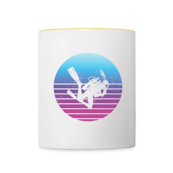 Free Dive Diving Damen Scuba Diver Scuba Tauchen - Tasse zweifarbig - Weiß/Gelb - Vorne