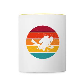 Diver Free Dive Women's Diving Diving Scuba Diver - Contrasting Mug - white/yellow - Front