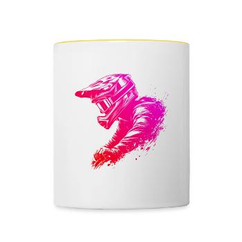 Vététistes Hommes Vélo de montagne Cyclisme - Mug contrasté - blanc/jaune - Devant