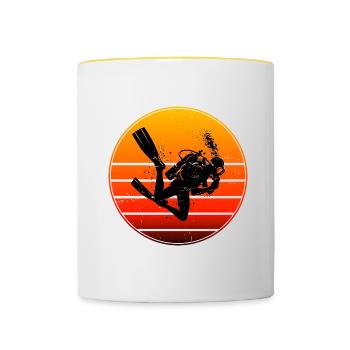 Scuba Diver Men's Diving Diver Diver - Contrasting Mug - white/yellow - Front