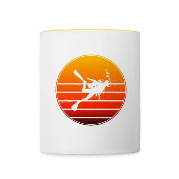 Plongeur Plongée Taucher Taucher Plongée Libre - Mug contrasté - blanc/jaune - Devant