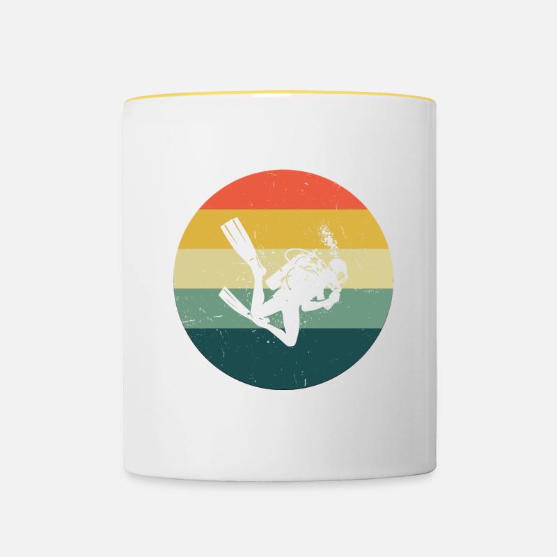 Plongeuse Femmes Plongée Libre Plongée Plongeuse Plongeuse - Mug contrasté - blanc/jaune