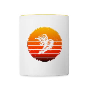 Damen MTB Radfahren Herren Radfahrer Mountainbiker - Tasse zweifarbig - Weiß/Gelb - Vorne