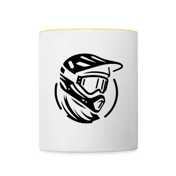 Homme Femme Mountain Biker VTT VTT - Mug contrasté - blanc/jaune - Devant