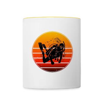 Plongeon Femmes Hommes Plongeur Plongée Libre Plongée Libre - Mug contrasté - blanc/jaune - Devant