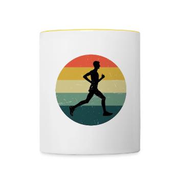 Course à pied Homme Jogging Course à pied - Mug contrasté - blanc/jaune - Devant