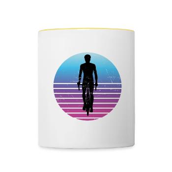 Cyclisme Cyclisme Vélo Homme - Mug contrasté - blanc/jaune - Devant