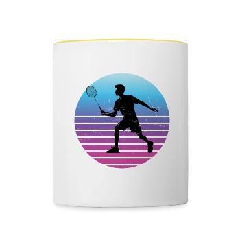 Badminton Squash Hommes Badminton Joueur de Badminton - Mug contrasté - blanc/jaune - Devant