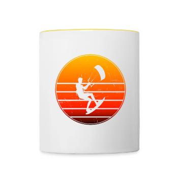 Kitesurfen Herren Kitesurfer Kitesurfing - Tasse zweifarbig - Weiß/Gelb - Vorne