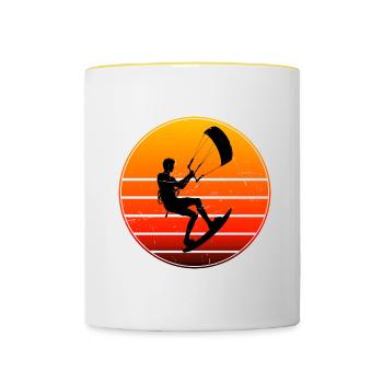 Kite Men Women Kitesurfing Kitesurfer - Contrasting Mug - white/yellow - Front