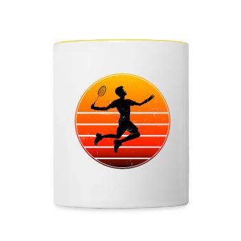 Badminton Badminton Badminton Players Men - Contrasting Mug - white/yellow - Front