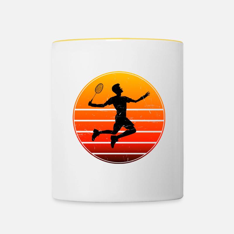 Badminton Badminton Badminton Joueurs de badminton Hommes - Mug contrasté - blanc/jaune