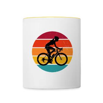 Bike Radeln Fahrradfahren Mountainbike - Tasse zweifarbig - Weiß/Gelb - Vorne