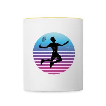 Men's Women's Badminton Squash Badminton Badmintons - Contrasting Mug - white/yellow - Front