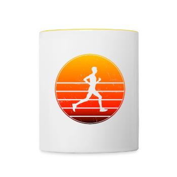 Femmes Course à pied Fitness Course à pied Cross Country - Mug contrasté - blanc/jaune - Devant